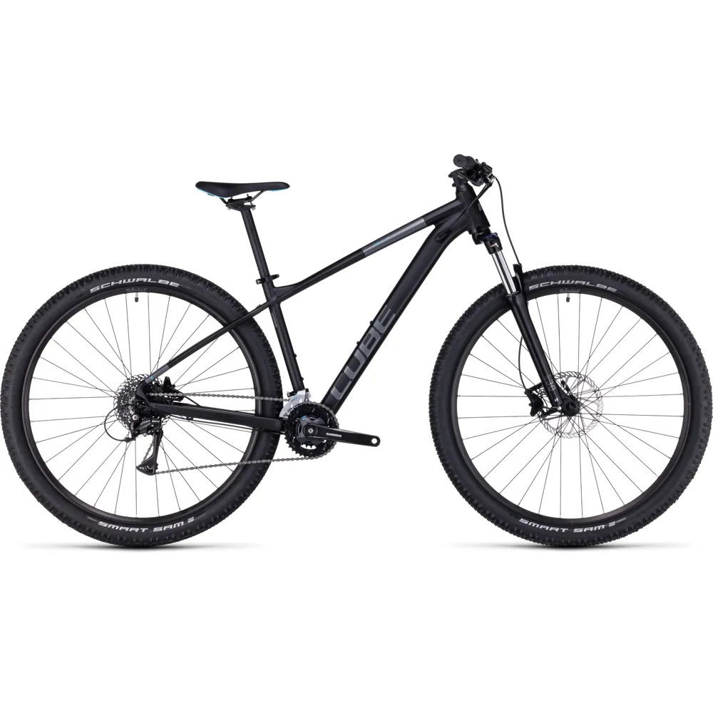 uPRISE Bikes Cube Aim Race 27.5/29er 2024 Hardtail Mountain Bike - Black/Azure | Price match, 365 day return s, 18-Month Warranty, Finance Available & Free UK Delivery