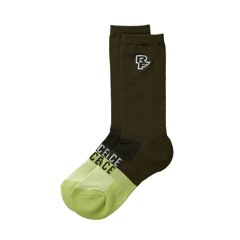 uPRISE Bikes Race Face Far Out Coolmax Men's Socks - Black/Green | Price match, 365 day return s, 18-Month Warranty, Finance Available & Free UK Delivery