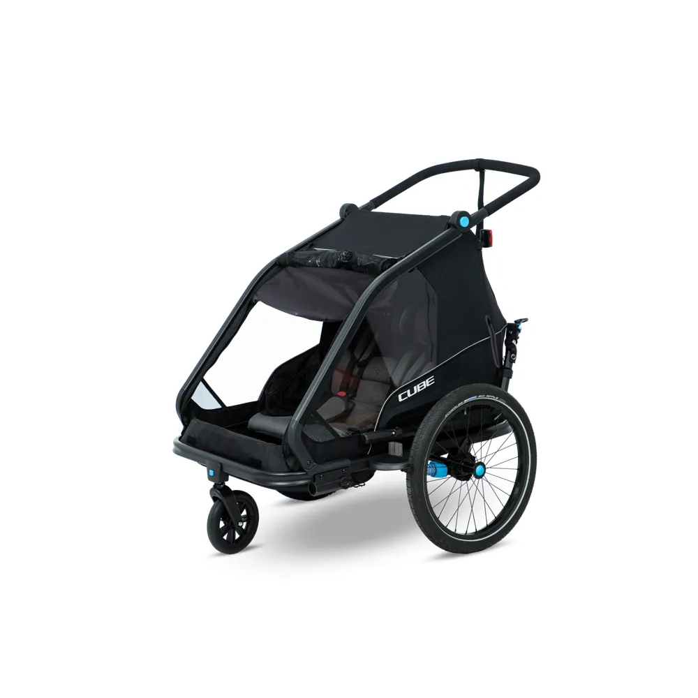 uPRISE Bikes Cube Kids Trailer Double CMPT - Black | Price match, 365 day return s, 18-Month Warranty, Finance Available & Free UK Delivery