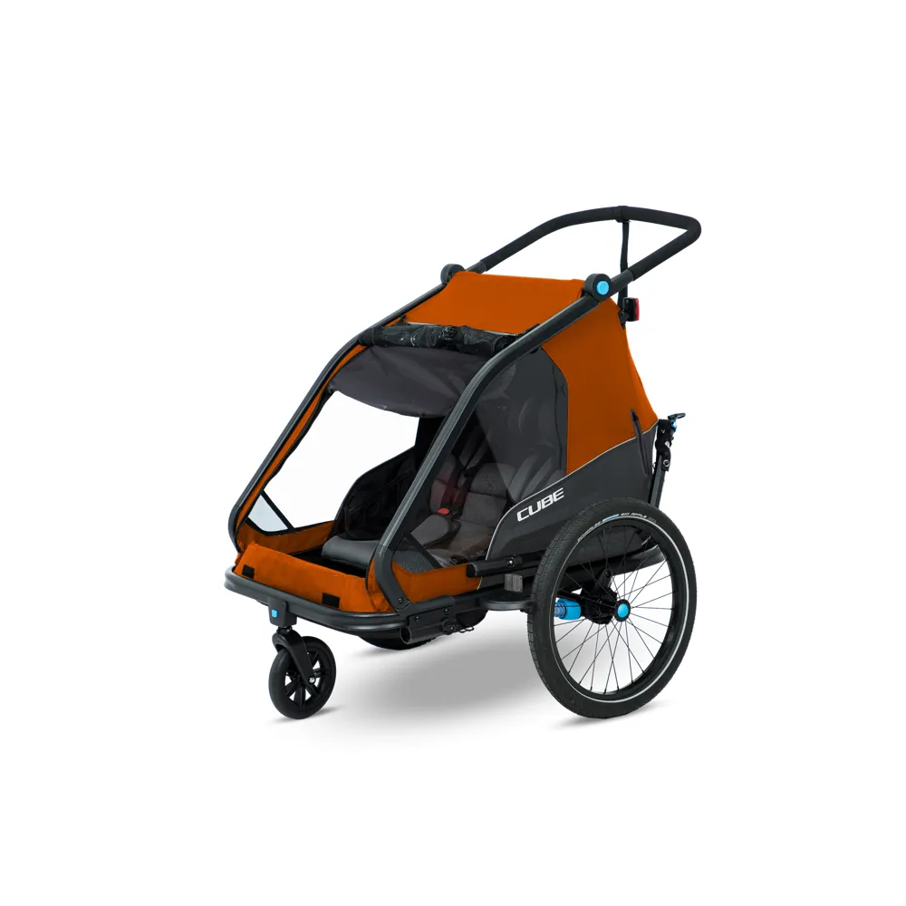 uPRISE Bikes Cube Kids Trailer Double CMPT - X Actionteam Grey/Orange | Price match, 365 day return s, 18-Month Warranty, Finance Available & Free UK Delivery