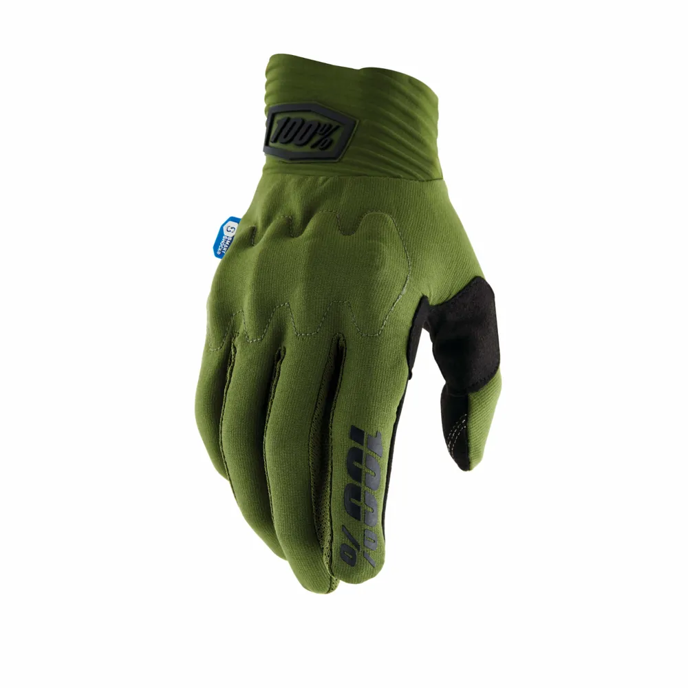 uPRISE Bikes 100 Percent Cognito Smart Shock Long Finger MTB Gloves - Army Green | Price match, 365 day return s, 18-Month Warranty, Finance Available & Free UK Delivery