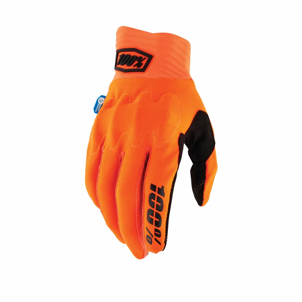 uPRISE Bikes 100 Percent Cognito Smart Shock Long Finger MTB Gloves - Fluo Orange | Price match, 365 day return s, 18-Month Warranty, Finance Available & Free UK Delivery