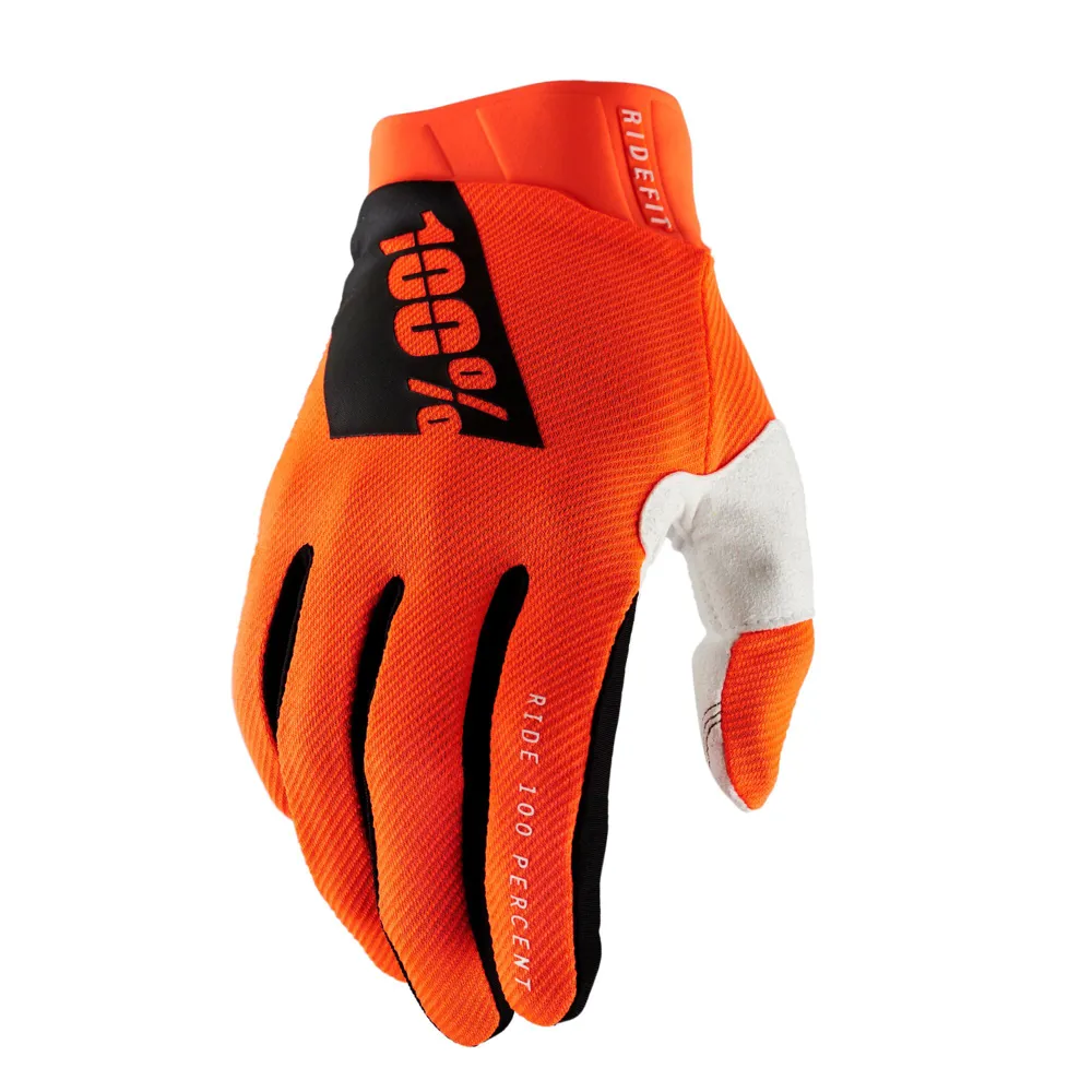 uPRISE Bikes 100 Percent Ridefit Long Finger Gloves - Fluo Orange | Price match, 365 day return s, 18-Month Warranty, Finance Available & Free UK Delivery