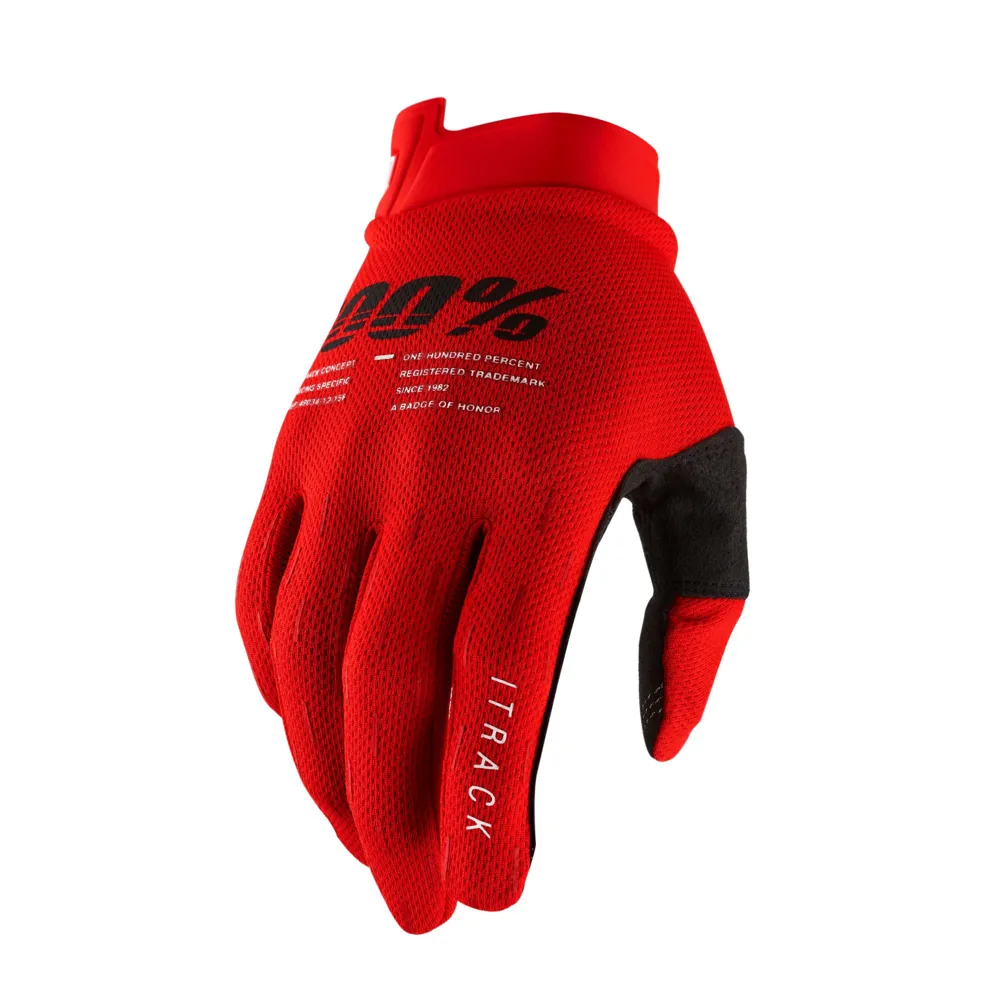 uPRISE Bikes 100 Percent iTrack Long Finger Gloves - Red | Price match, 365 day return s, 18-Month Warranty, Finance Available & Free UK Delivery