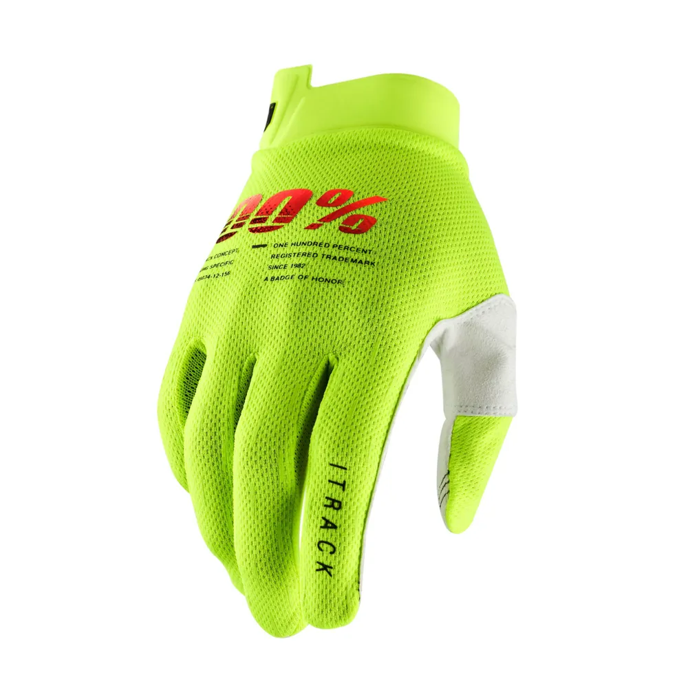 uPRISE Bikes 100 Percent iTrack Long Finger Gloves - Fluo Yellow | Price match, 365 day return s, 18-Month Warranty, Finance Available & Free UK Delivery