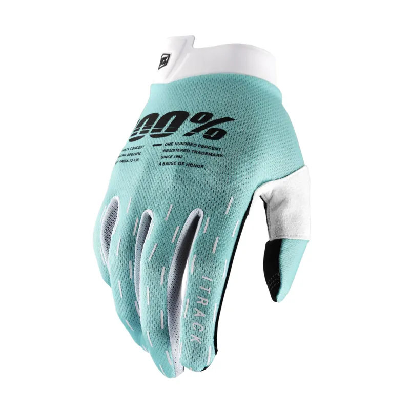 100 Percent iTrack Long Finger Gloves - Aqua