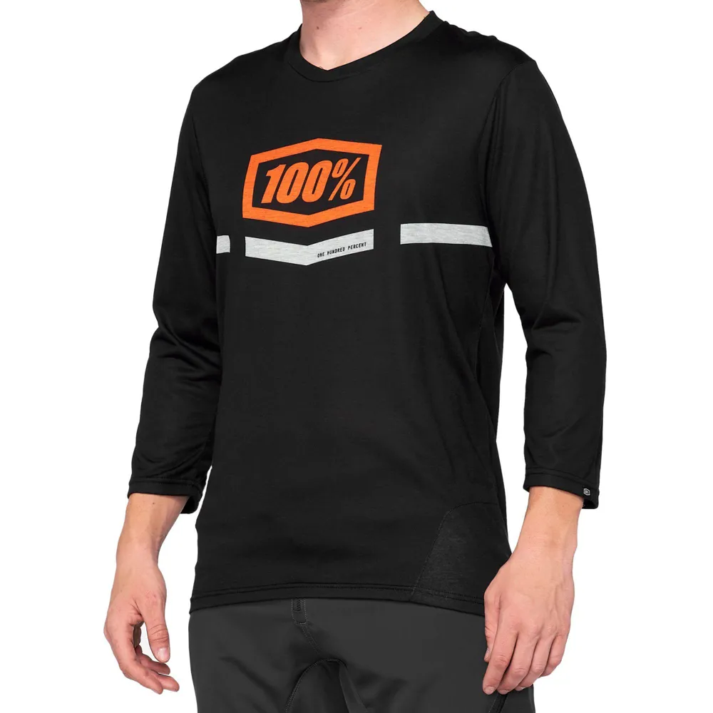 uPRISE Bikes 100 Percent Airmatic 3/4 Sleeved Jersey - Black/Orange | Price match, 365 day return s, 18-Month Warranty, Finance Available & Free UK Delivery