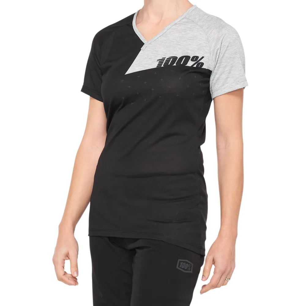 uPRISE Bikes 100 Percent Airmatic Womens Short Sleeve Jersey - Black/Grey | Price match, 365 day return s, 18-Month Warranty, Finance Available & Free UK Delivery