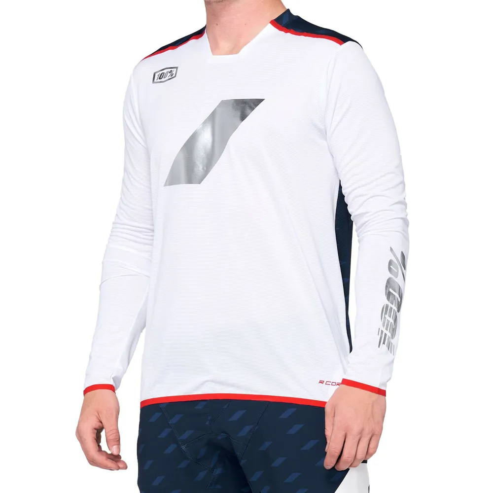 uPRISE Bikes 100 Percent R-Core X Ltd Edition Long Sleeve Jersey - Navy/White | Price match, 365 day return s, 18-Month Warranty, Finance Available & Free UK Delivery