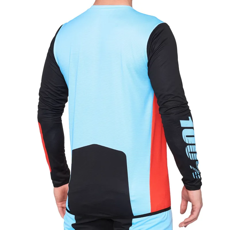 100 Percent R-Core X Long Sleeve Jersey - Fluo Red/Black-1