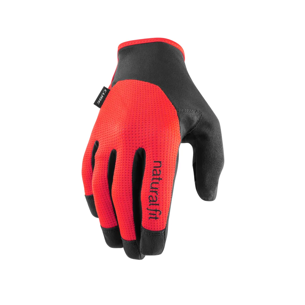uPRISE Bikes Cube X Natural Fit Long Finger Gloves - Red/Black | Price match, 365 day return s, 18-Month Warranty, Finance Available & Free UK Delivery
