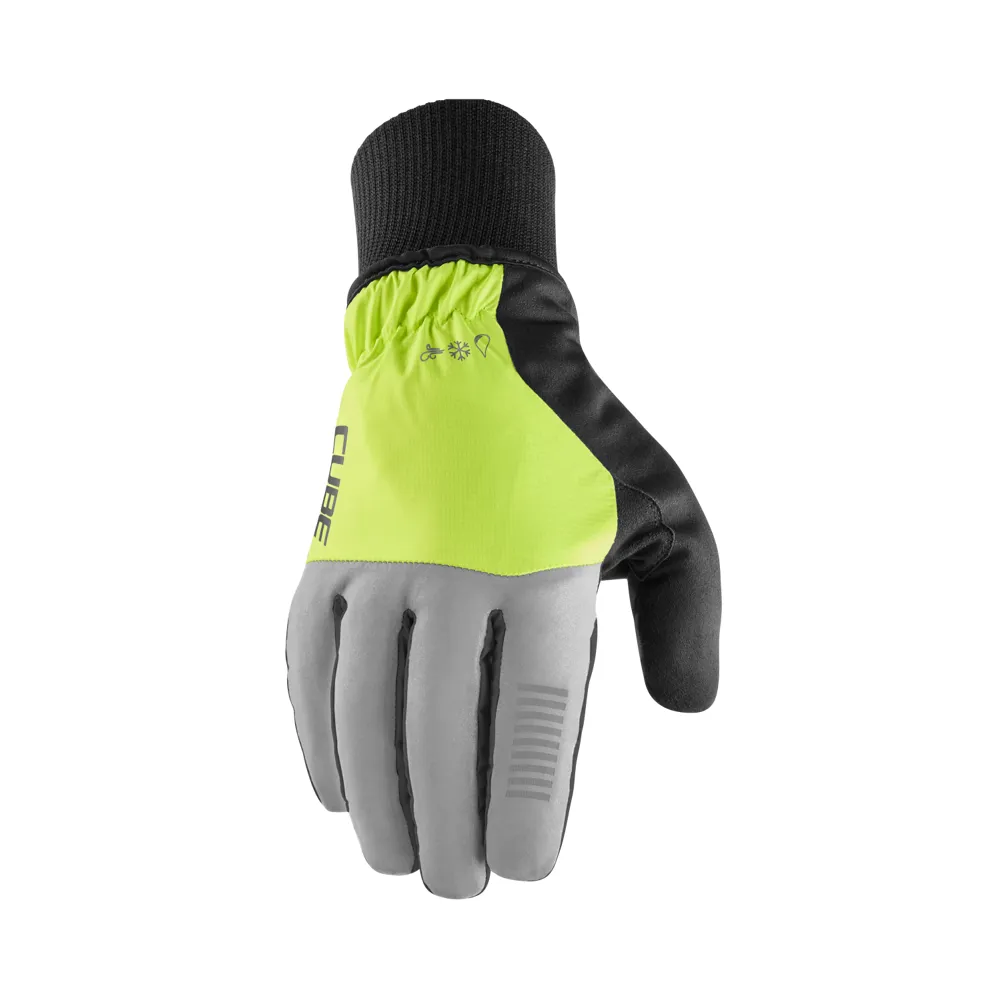 uPRISE Bikes Cube Winter X Natural Fit Long Finger Gloves - Grey/Yellow | Price match, 365 day return s, 18-Month Warranty, Finance Available & Free UK Delivery