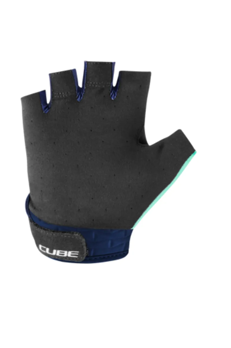 Cube Performance Junior Short Finger Gloves - Blue/Mint-1