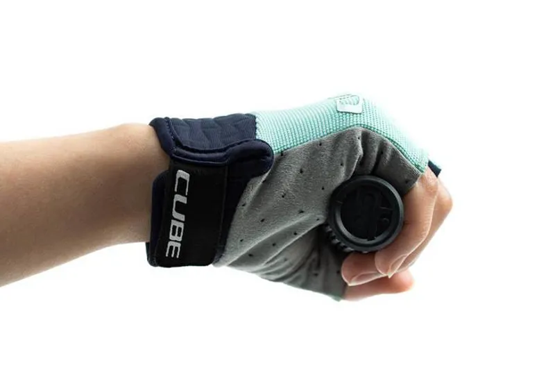 Cube Performance Junior Short Finger Gloves - Blue/Mint-4