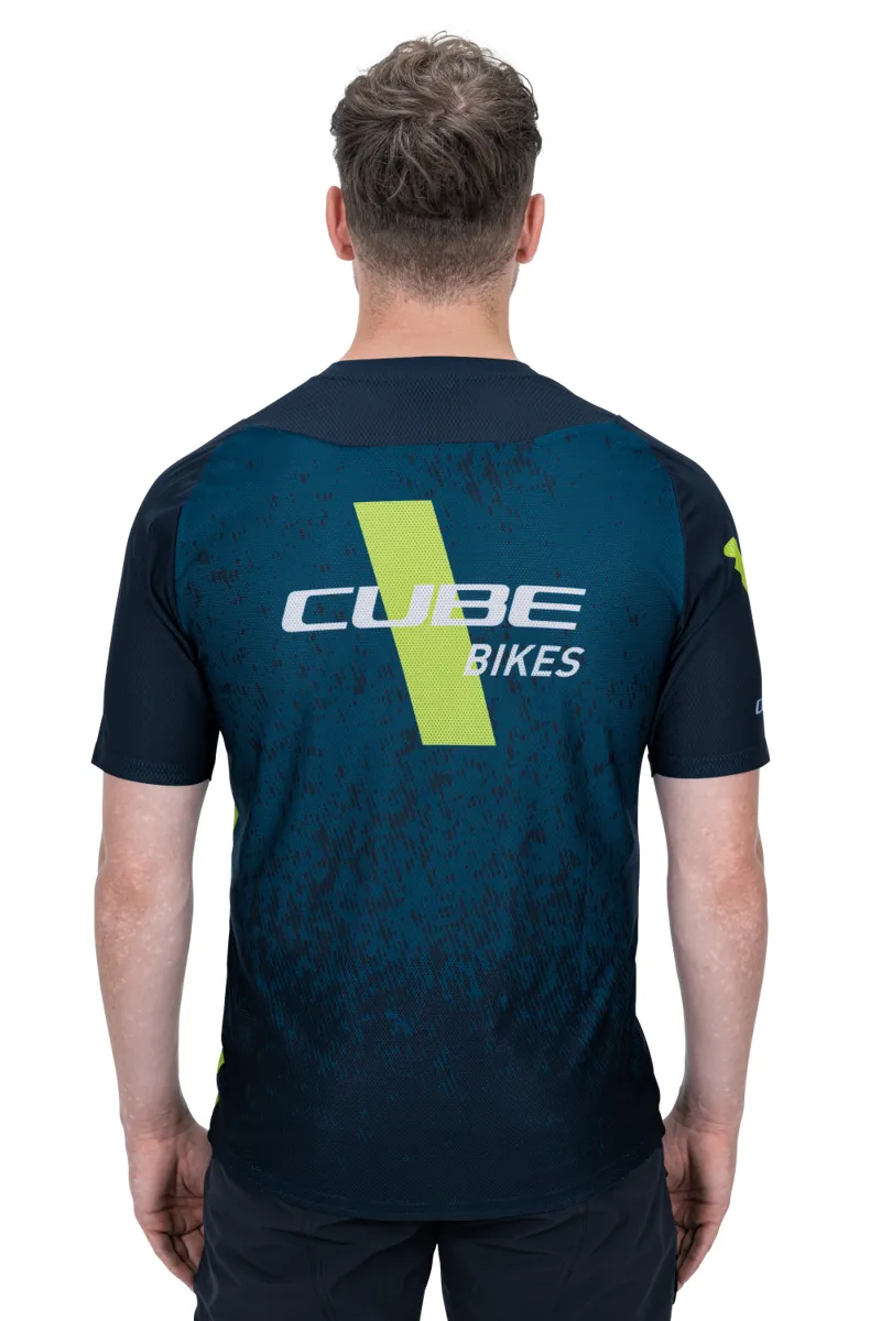 Cube Edge Round Neck Short Sleeve Jersey - Blue/Lime -2