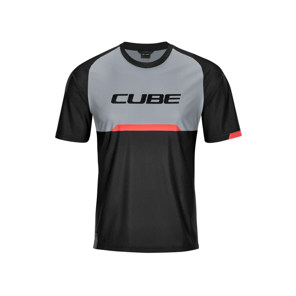 uPRISE Bikes Cube Edge Round Neck Short Sleeve Jersey - Black/Grey | Price match, 365 day return s, 18-Month Warranty, Finance Available & Free UK Delivery