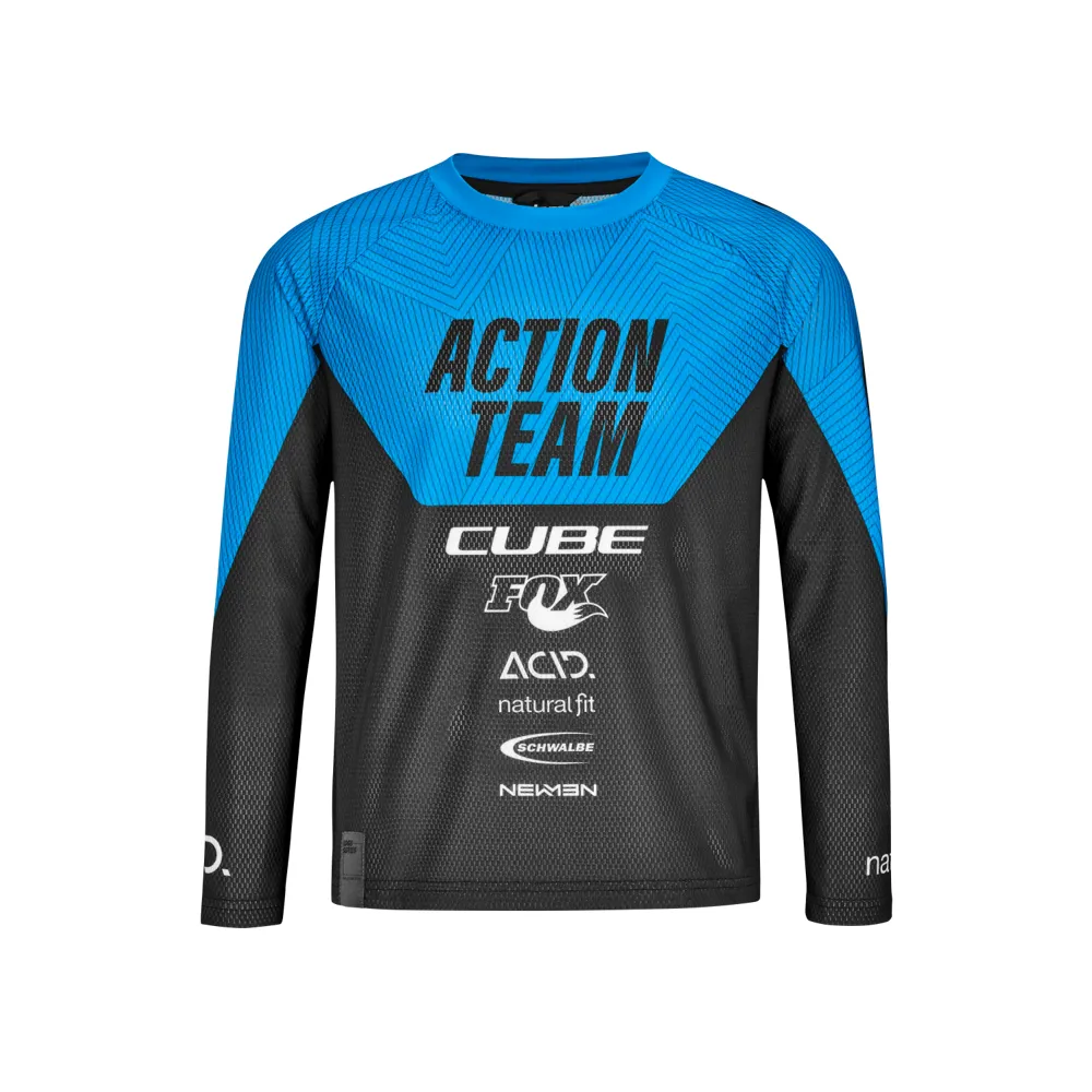 uPRISE Bikes Cube Junior X Action Team Long Sleeve Jersey - Black/Blue | Price match, 365 day return s, 18-Month Warranty, Finance Available & Free UK Delivery