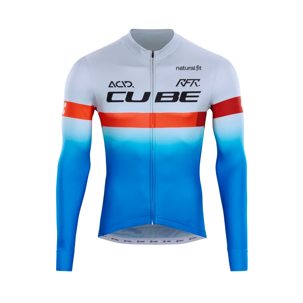 uPRISE Bikes Cube Teamline Long Sleeve Jersey - Blue/Red/Grey | Price match, 365 day return s, 18-Month Warranty, Finance Available & Free UK Delivery