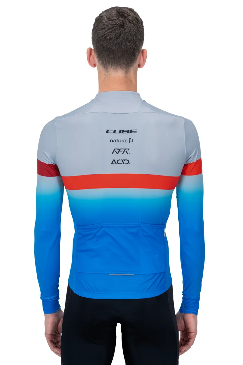 Cube Teamline Long Sleeve Jersey - Blue/Red/Grey -2