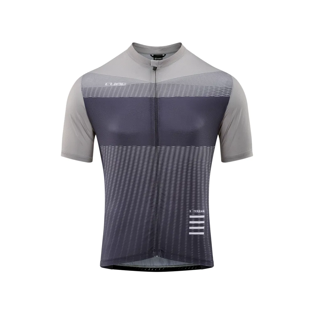 uPRISE Bikes Cube ATX Full Zip Men's Short Sleeve Jersey - Beige/Grey | Price match, 365 day return s, 18-Month Warranty, Finance Available & Free UK Delivery