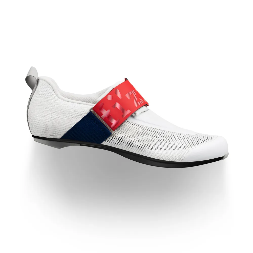 uPRISE Bikes Fizik Transiro Hydra Aeroweave Carbon Triathlon Shoes - White/Red/Blue | Price match, 365 day return s, 18-Month Warranty, Finance Available & Free UK Delivery