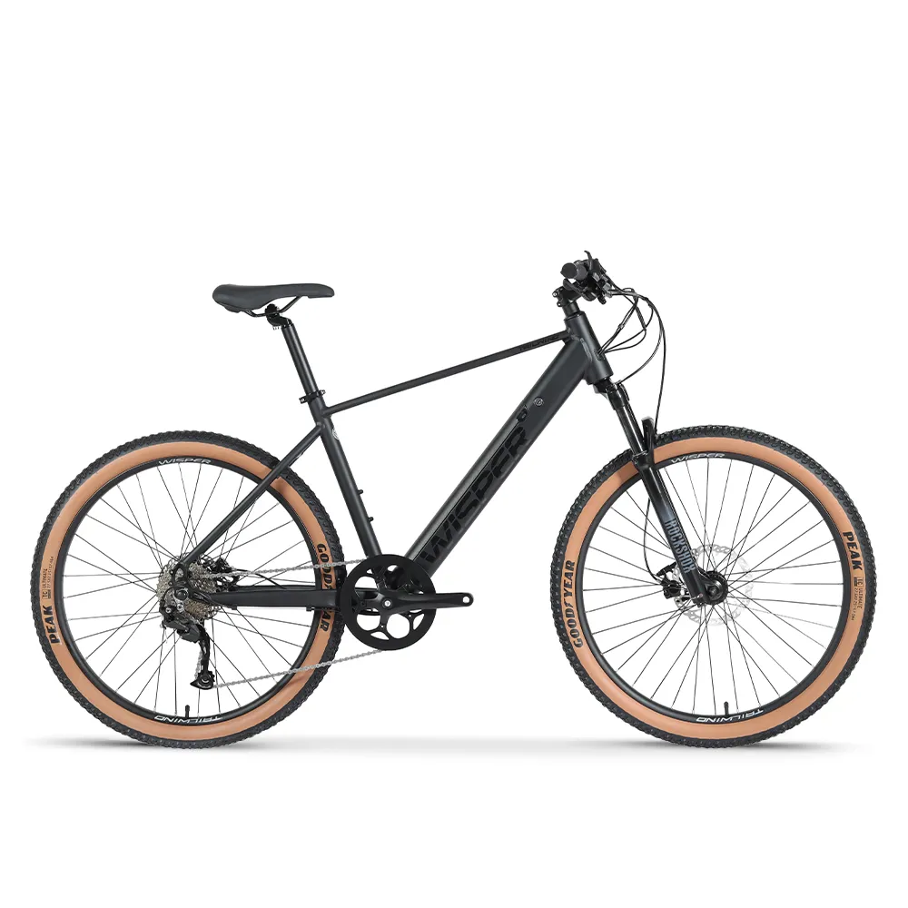 uPRISE Bikes Wisper Tailwind Trail Crossbar 360wh Electric MTB - Black 19 Inch | Price match, 365 day return s, 18-Month Warranty, Finance Available & Free UK Delivery