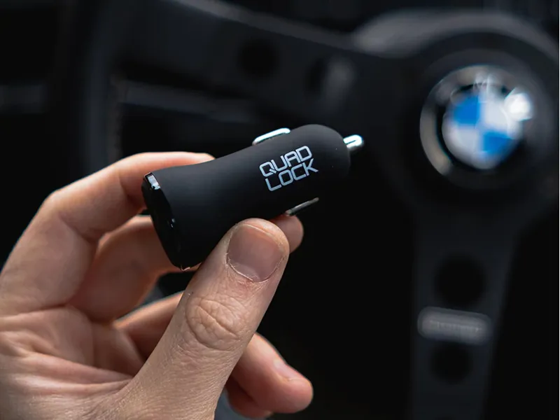 Quad Lock Dual USB 12V Car Charger - Black-1