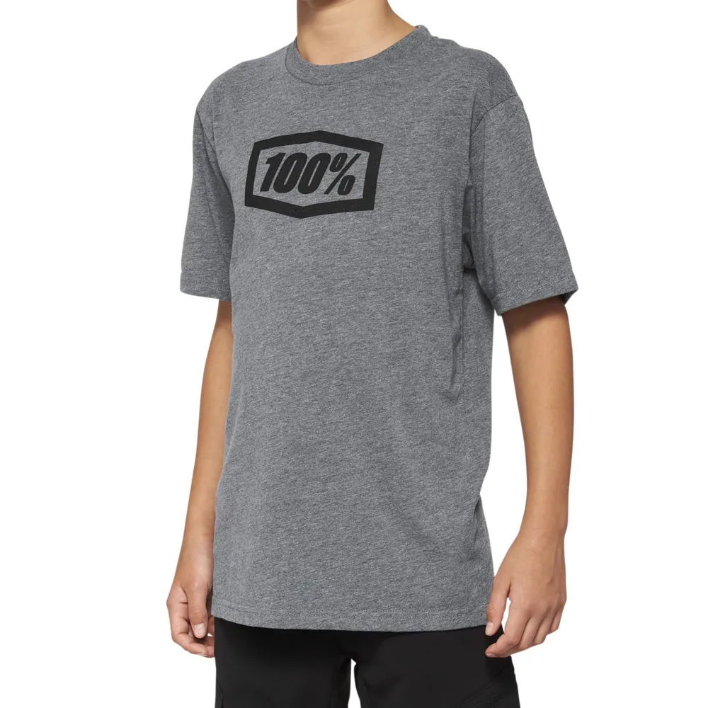 uPRISE Bikes 100 Percent Icon Youth Short Sleeve T-Shirt - Heather Grey | Price match, 365 day return s, 18-Month Warranty, Finance Available & Free UK Delivery