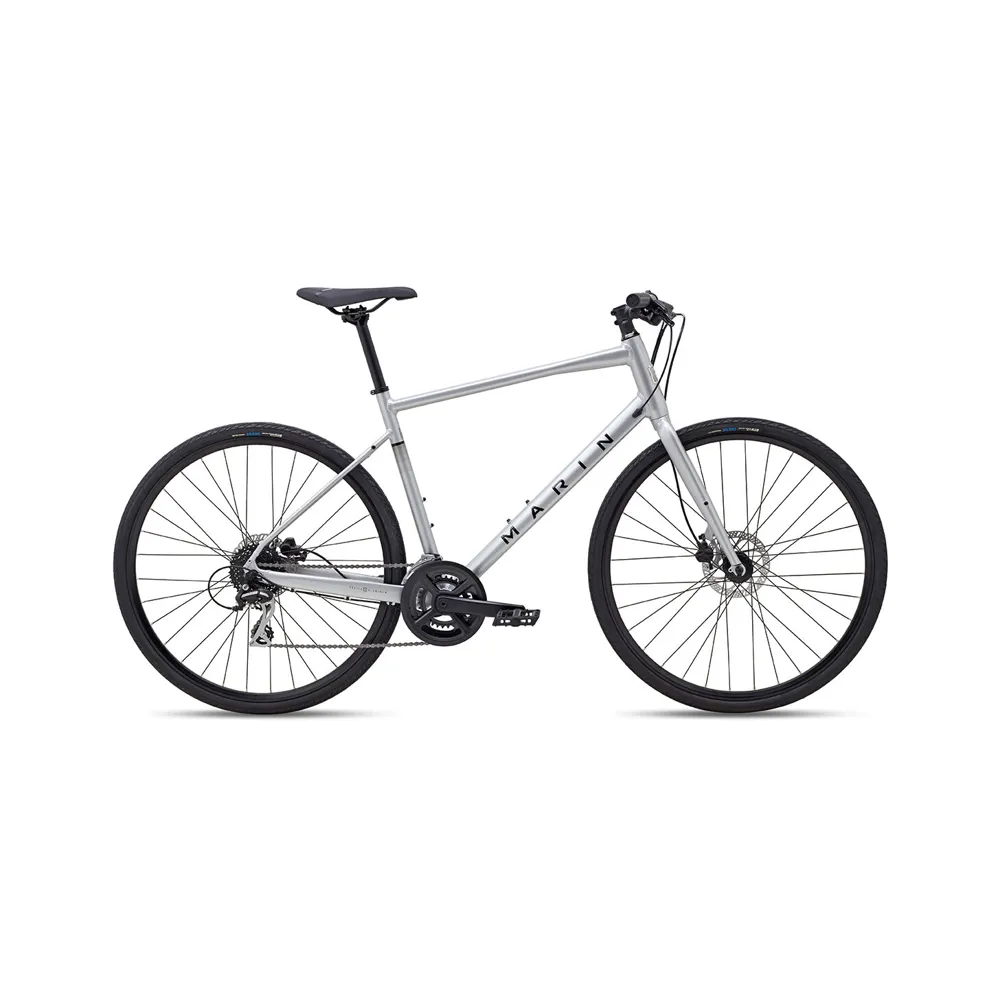 uPRISE Bikes Marin Fairfax 2 2024 Hybrid Bike - Silver/Black | Price match, 365 day return s, 18-Month Warranty, Finance Available & Free UK Delivery