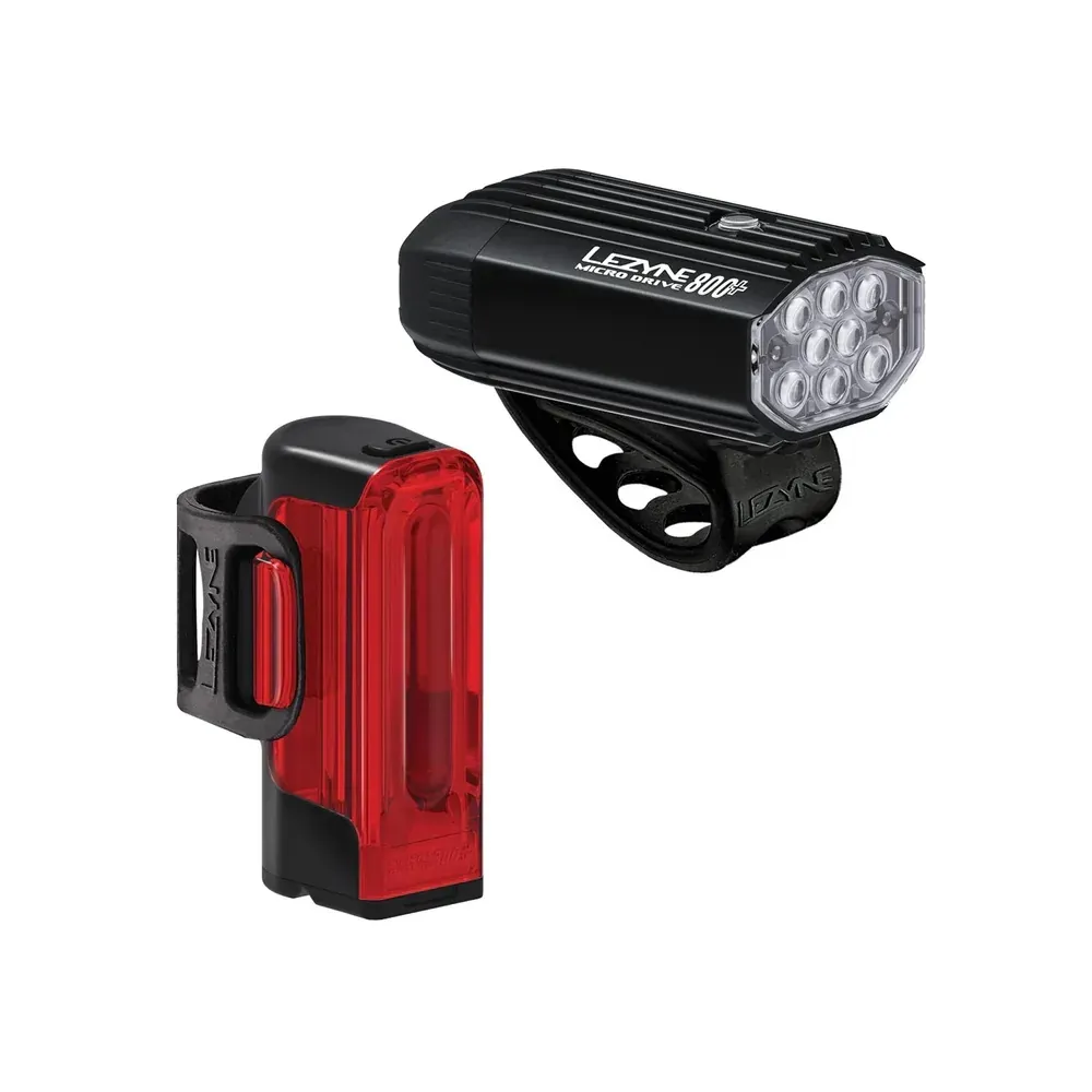 uPRISE Bikes Lezyne Micro Drive 800+ / Strip Drive 300+ - Light Set - Black | Price match, 365 day return s, 18-Month Warranty, Finance Available & Free UK Delivery