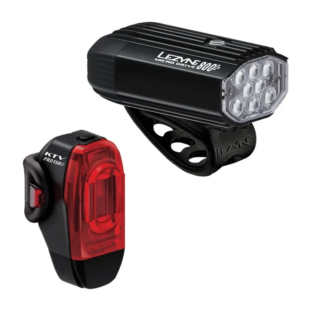 uPRISE Bikes Lezyne - Micro Drive 800+ / KTV Drive Pro+ Light Set - Black | Price match, 365 day return s, 18-Month Warranty, Finance Available & Free UK Delivery