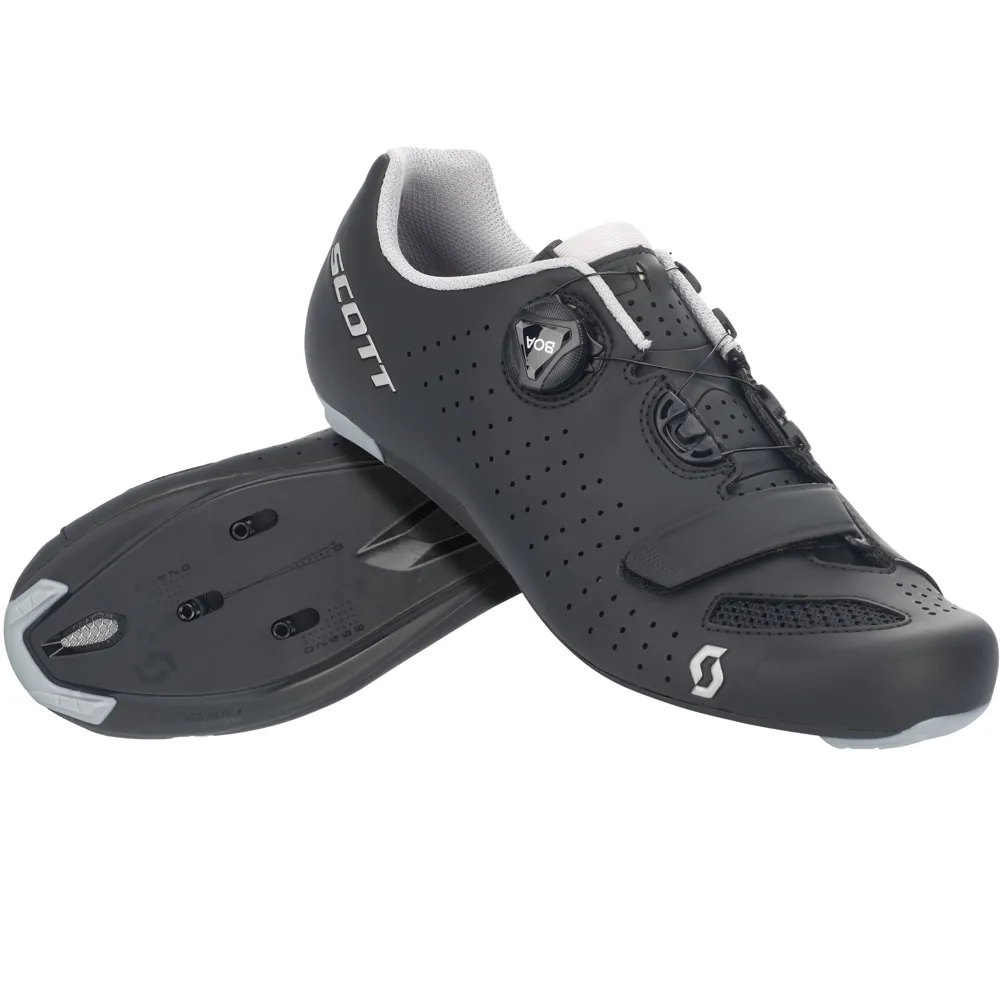 uPRISE Bikes Scott Comp Boa Road Shoes - Black/Silver | Price match, 365 day return s, 18-Month Warranty, Finance Available & Free UK Delivery
