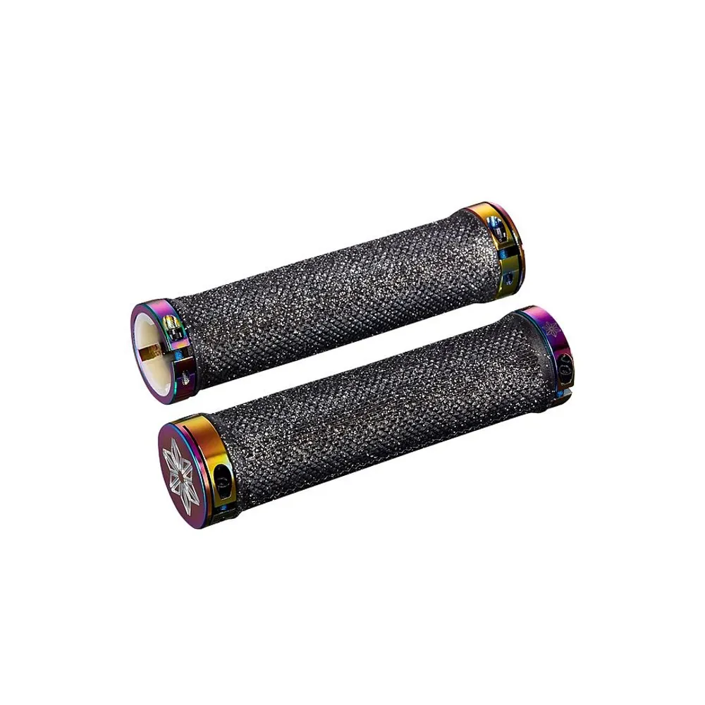uPRISE Bikes Supacaz Diamond Kush MTB Grips - Black/Oil Slick | Price match, 365 day returns, 18-Month Warranty, Finance Available & Free UK Delivery