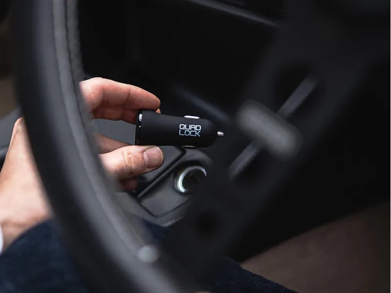 Quad Lock Dual USB 12V Car Charger - Black-2