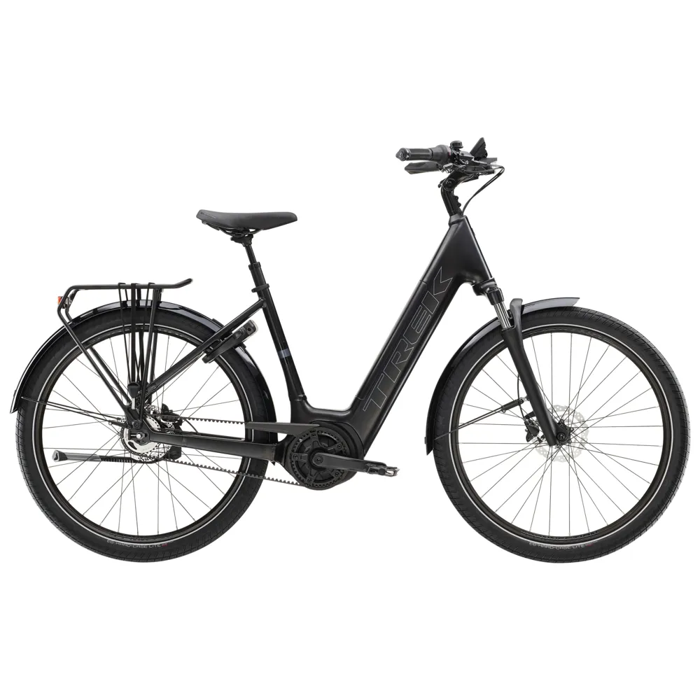uPRISE Bikes Trek District+ 4 Lowstep 545wh 2025 Electric Hybrid Bike - Trek Black | Price match, 365 day return s, 18-Month Warranty, Finance Available & Free UK Delivery