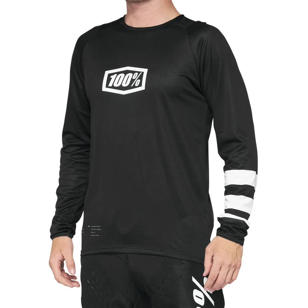 uPRISE Bikes 100 Percent R-Core Men's Long Sleeve Jersey - Black/White | Price match, 365 day return s, 18-Month Warranty, Finance Available & Free UK Delivery