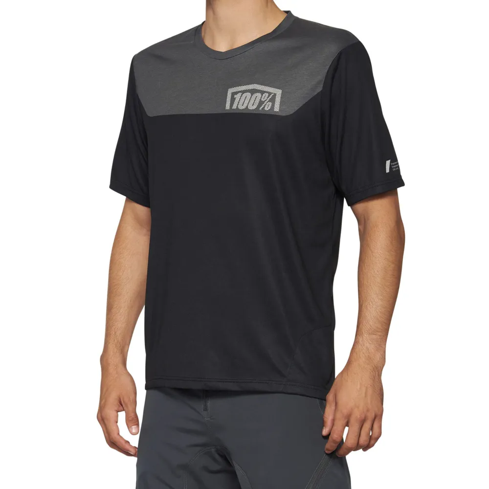 uPRISE Bikes 100 Percent Airmatic Men's Short Sleeve Jersey - Black/Charcoal | Price match, 365 day return s, 18-Month Warranty, Finance Available & Free UK Delivery