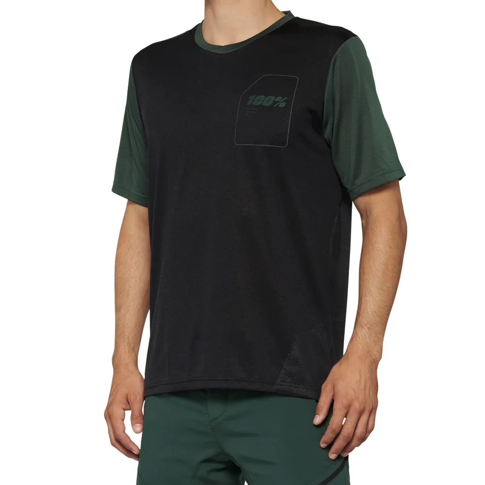 uPRISE Bikes 100 Percent Ridecamp Men's Short Sleeve Jersey - Black/Forest Green | Price match, 365 day return s, 18-Month Warranty, Finance Available & Free UK Delivery