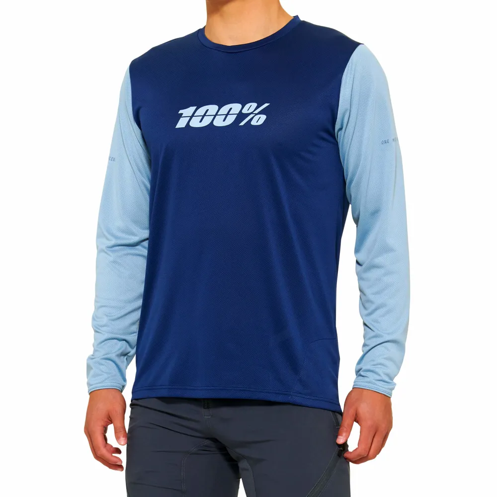 uPRISE Bikes 100 Percent 100 Ridecamp Men's Long Sleeve Jersey - Navy/Slate | Price match, 365 day return s, 18-Month Warranty, Finance Available & Free UK Delivery