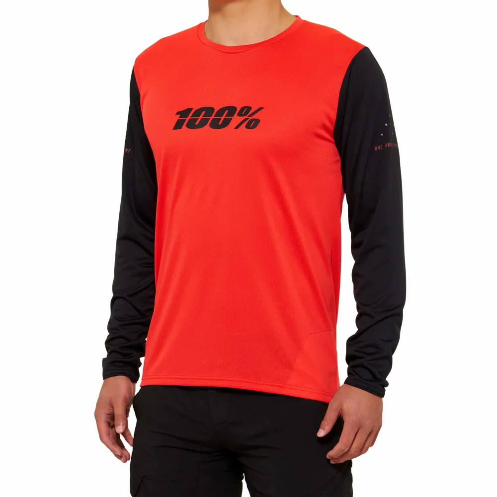 uPRISE Bikes 100 Percent 100 Ridecamp Men's Long Sleeve Jersey - Red/Black | Price match, 365 day return s, 18-Month Warranty, Finance Available & Free UK Delivery