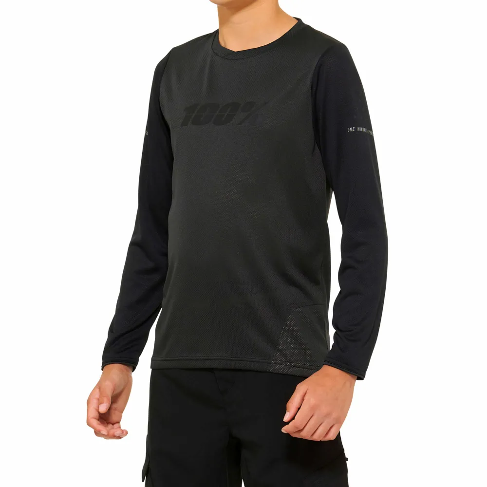 uPRISE Bikes 100 Percent Ridecamp Youth Long Sleeve Jersey - Black/Charcoal | Price match, 365 day return s, 18-Month Warranty, Finance Available & Free UK Delivery