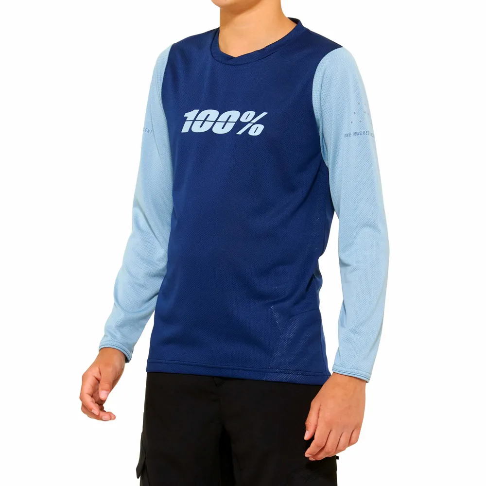 uPRISE Bikes 100 Percent Ridecamp Youth Long Sleeve Jersey - Slate/Navy | Price match, 365 day return s, 18-Month Warranty, Finance Available & Free UK Delivery