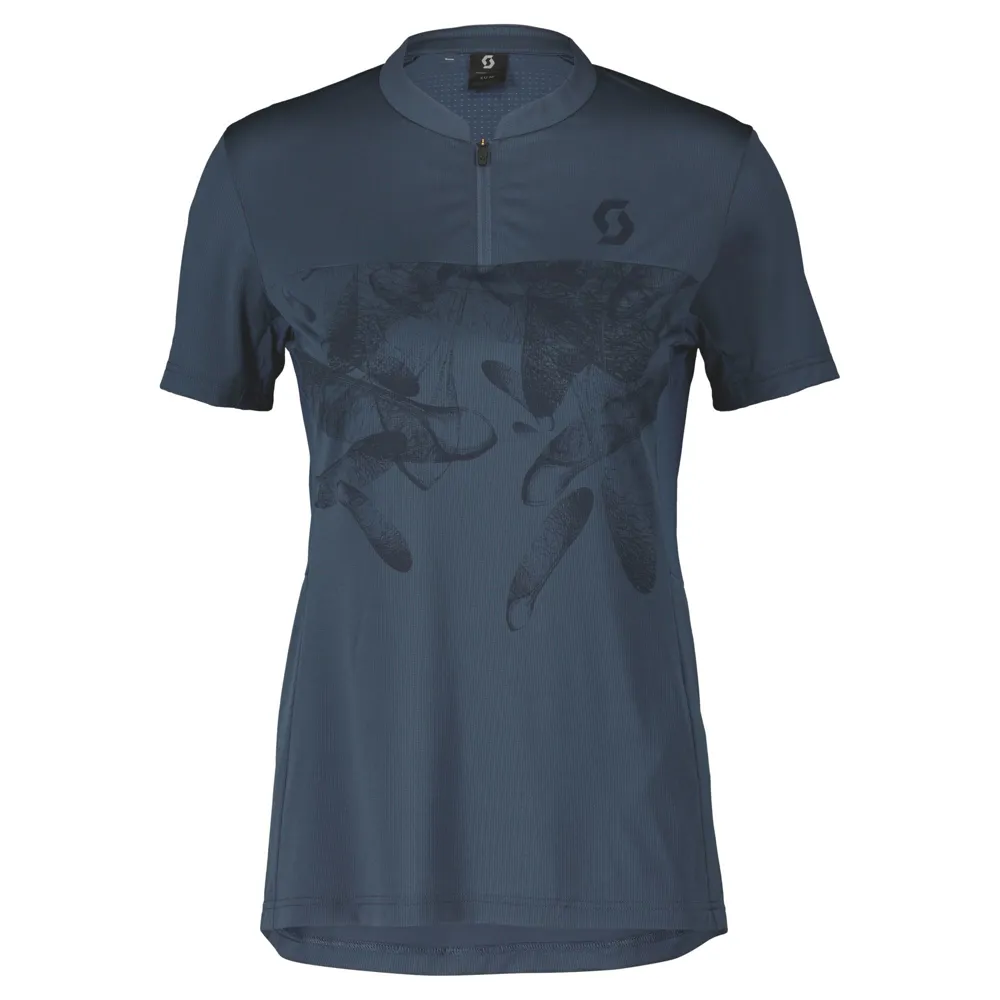 uPRISE Bikes Scott Trail Flow Zip Women's Short Sleeve Jersey - Metal Blue/Dark Blue | Price match, 365 day return s, 18-Month Warranty, Finance Available & Free UK Delivery