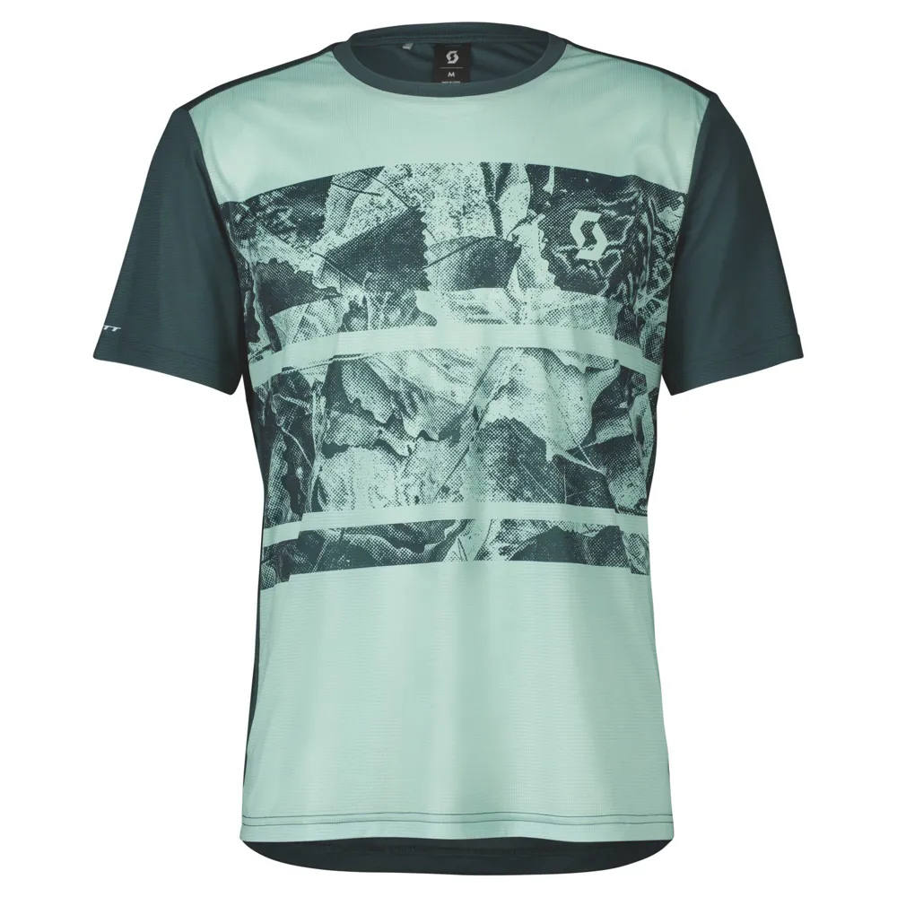 uPRISE Bikes Scott Trail Flow Men's Short Sleeve Jersey - Mineral Greer/Aruba Green | Price match, 365 day return s, 18-Month Warranty, Finance Available & Free UK Delivery