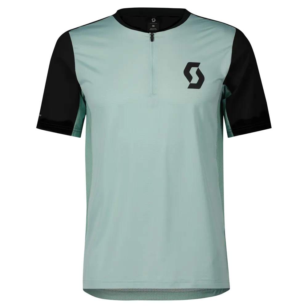 uPRISE Bikes Scott Trail Vertic Zip Men's Short Sleeve Jersey - Mineral Green/Black | Price match, 365 day return s, 18-Month Warranty, Finance Available & Free UK Delivery