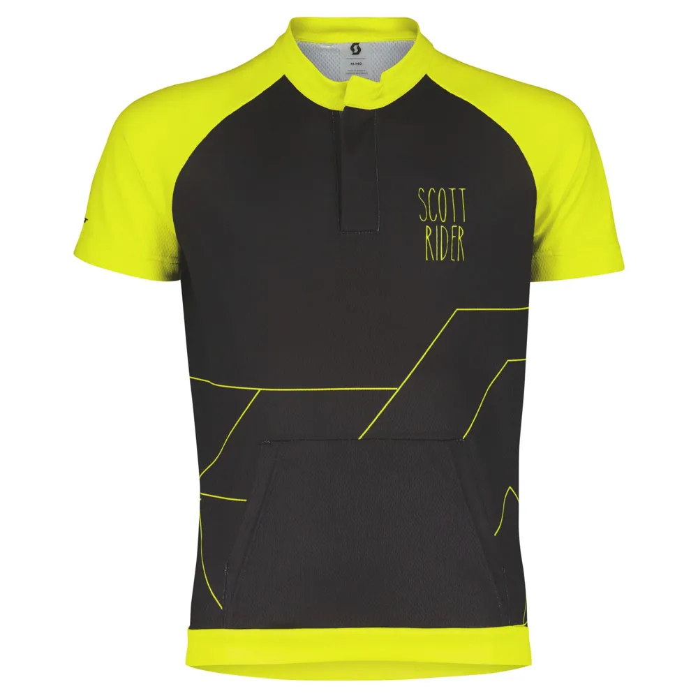 uPRISE Bikes Scott RC Team Junior Short Sleeve Jersey - Black/Sulphur Yellow | Price match, 365 day return s, 18-Month Warranty, Finance Available & Free UK Delivery
