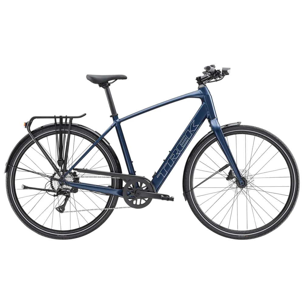 uPRISE Bikes Trek FX+ 2 LT 2026 Electric Hybrid Bike - Mulsanne Blue | Price match, 365 day return s, 18-Month Warranty, Finance Available & Free UK Delivery