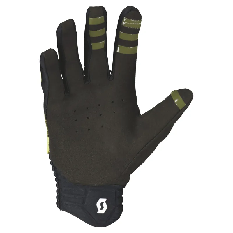 Scott DH Factory Long Finger MTB Gloves - Bitter Yellow/Fir Green-1