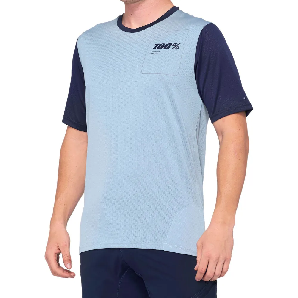 uPRISE Bikes 100 Percent Ridecamp Men's Short Sleeve Jersey - Light Slate/Navy | Price match, 365 day return s, 18-Month Warranty, Finance Available & Free UK Delivery