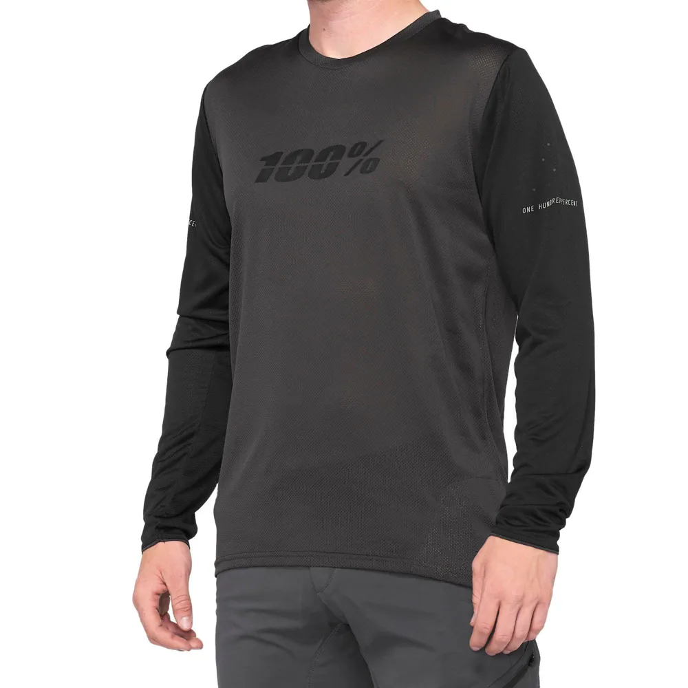 uPRISE Bikes 100 Percent 100 Ridecamp Men's Long Sleeve Jersey - Black/Charcoal | Price match, 365 day return s, 18-Month Warranty, Finance Available & Free UK Delivery